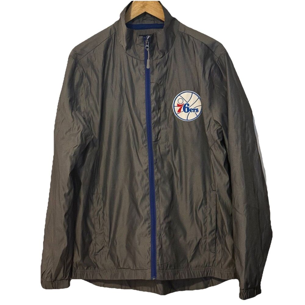 NBA Philadelphia 76ers Windbreaker Jacket Men’s Medium Gray Gill Sports Zip Up